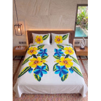 Hand Painted Rayon Bedsheet Set King Size